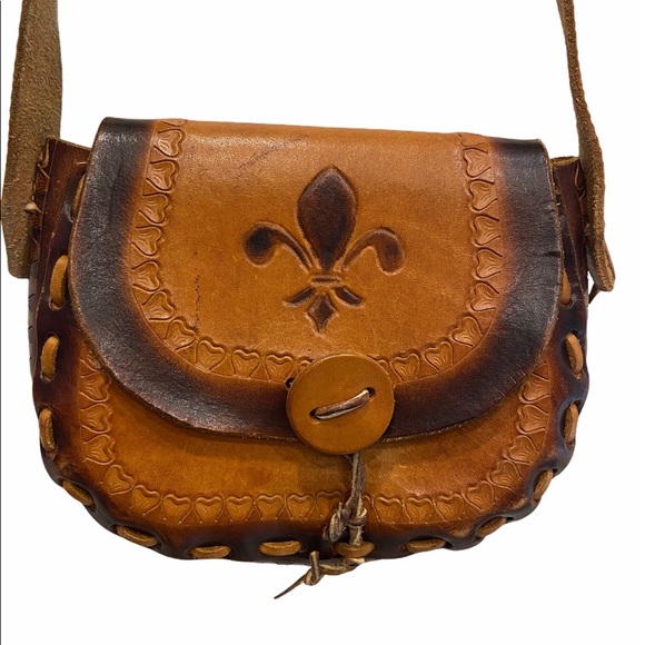 Handmade Leather Boho Vintage 90’s Crossbody Bag NWT - Picture 1 of 9